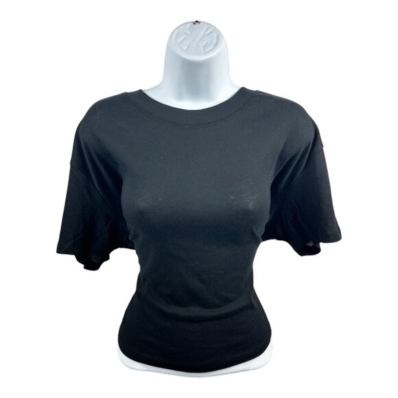 Women's Alternative Apparel Headliner Cropped Tee - Vintage Jersey Style (Black) - Picture 3 of 6